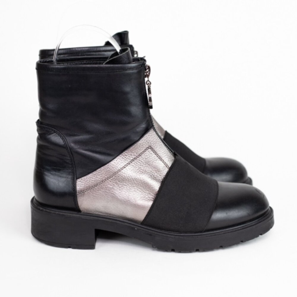 Maria Moro Black Leather & Metallic Mid-Calf Boots – Size 37 (Approx. US 6.5–7) - Picture 5 of 13